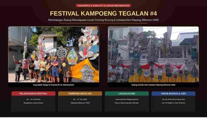 Sangkerta Dukung Festival Kampoeng Tegalan , Warga Bergotong Royong Pasang Instalasi Seni Wayang Milenium WAE